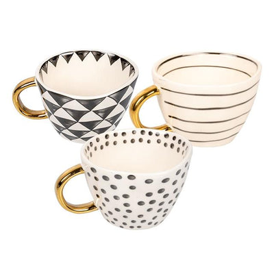 Porcelain cups Firenze Black/White